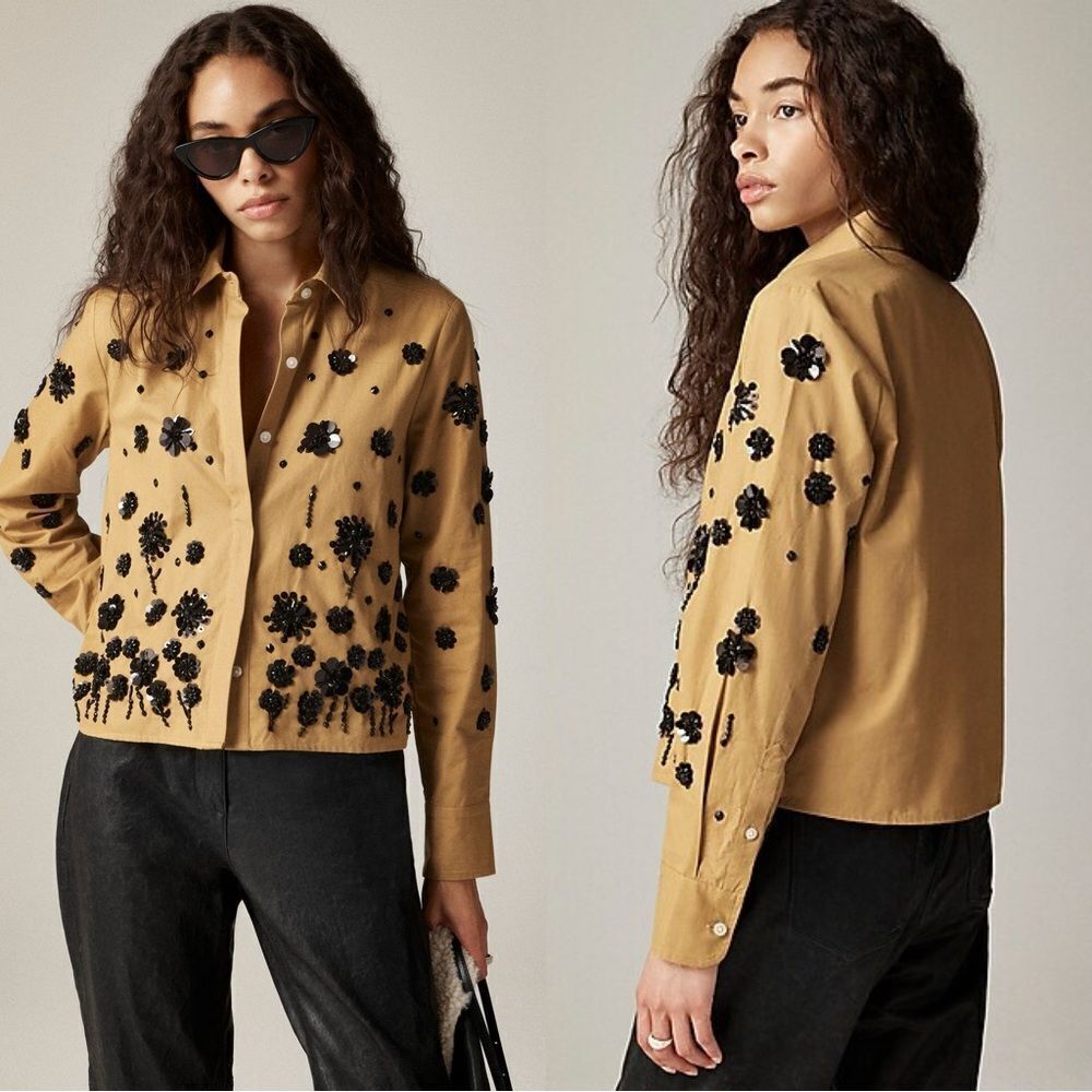 NWT J CREW Sequin-embellished button-up shirt
